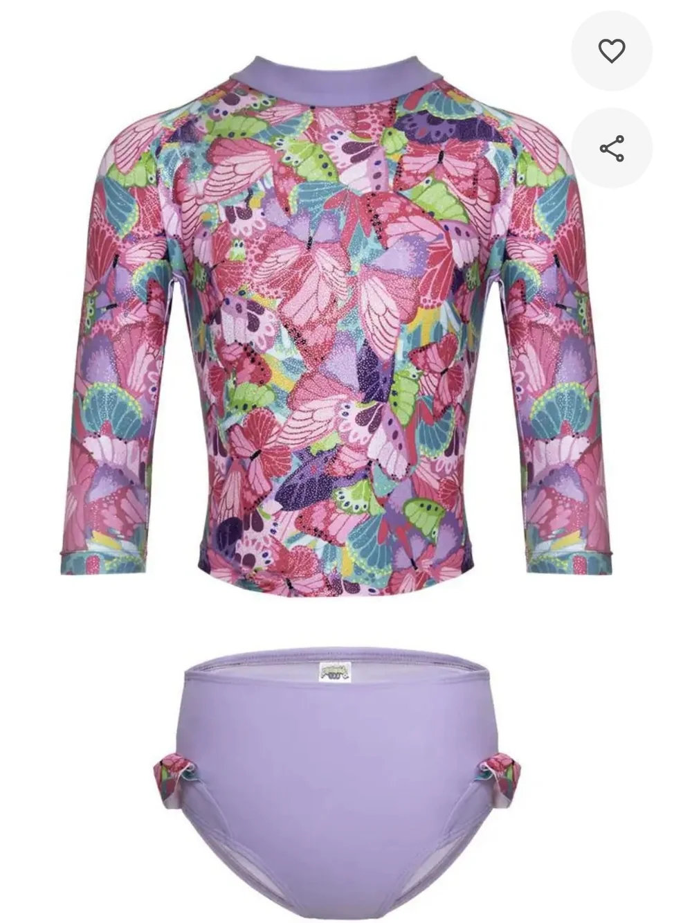 NWT! MERMAID 123 Baby Lavender Butterfly Print Rashguard Swim Set Size 2